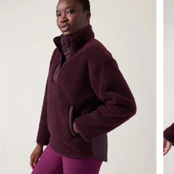 NWOT Athleta Sherpa Snap Sweatshirt - Picture 5 of 5